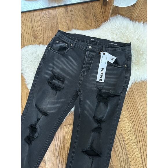 Purple Brand Men's Jeans Size 36 Black Slim Fit Distressed - Picture 1 of 6